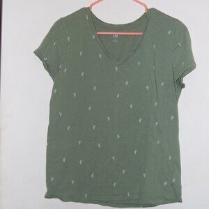 Women's Tshirt GAP Cactus V-Neck Size L Green (135)